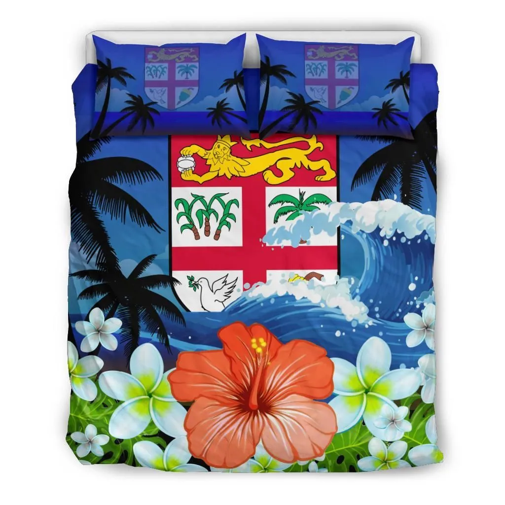 FamilyGater Bedding Set - Cover and Pillow Cases Fiji Coat Of Arms Hibiscus Th5