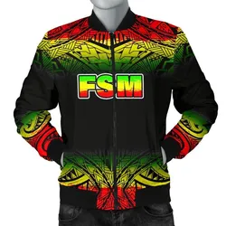 Federated States Of Micronesia Mens Bomber Jacket - Fog Reggae Style