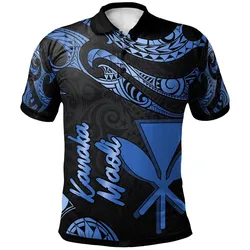 Hawaii Kanaka Maoli Polynesian Polo Shirt - Poly Tattoo Blue Version