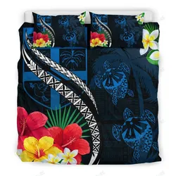 Fiji Turtle Coat Of Arm Hibiscus Bedding Set Bedroom Decor