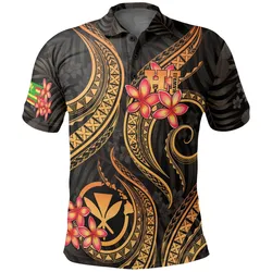 Polynesian Hawaii Polo Shirt - Gold Plumeria