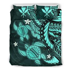 FamilyGater Bedding Set - Cover and Pillow Cases Hawaiian - Hawaii Polynesian Turtle Hibiscus - Turquoise - AH - J4