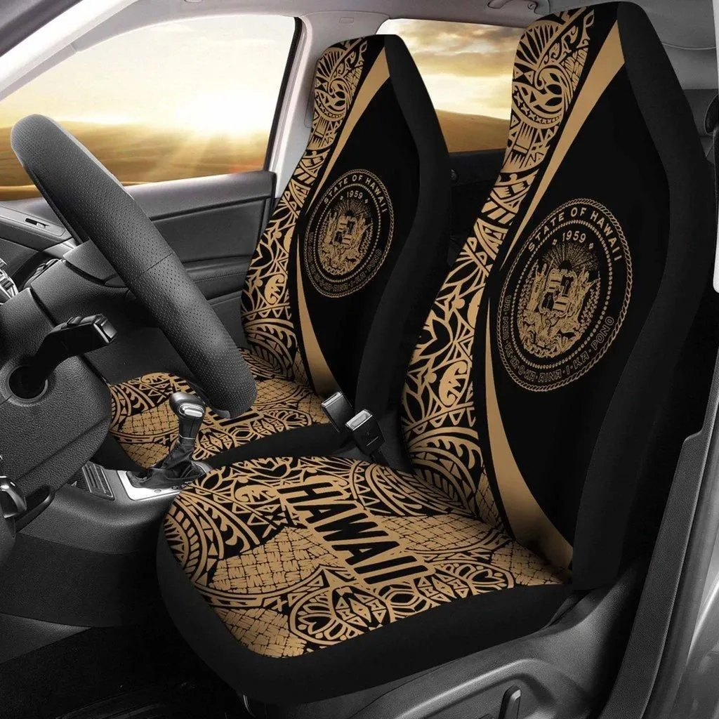 Hawaii Coat Of Arm Polynesian Car Seat Covers - Circle Style 05