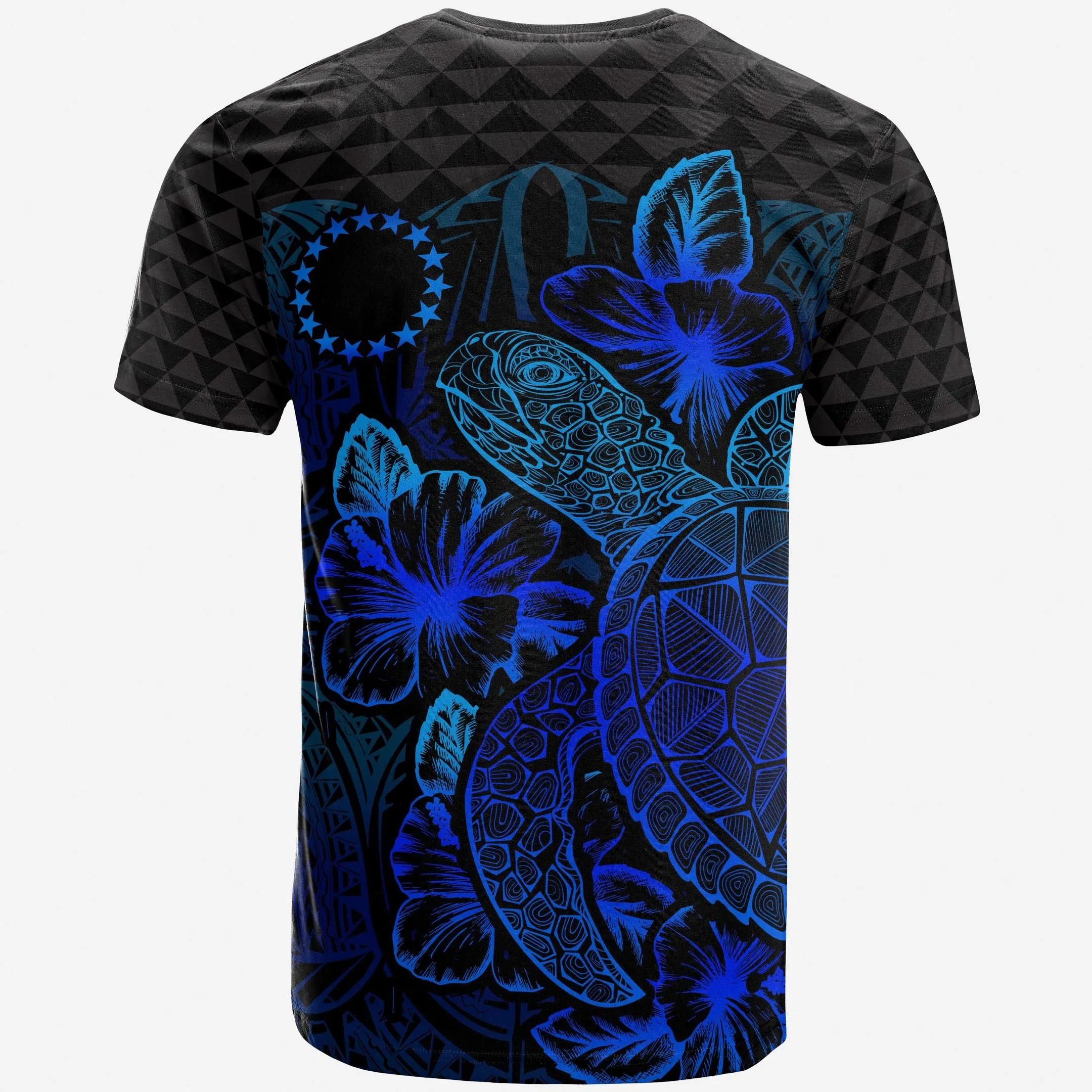 Alohawaii T-Shirt - Tee Cook Islands Polynesian - Turtle Hibiscus Blue - BN39