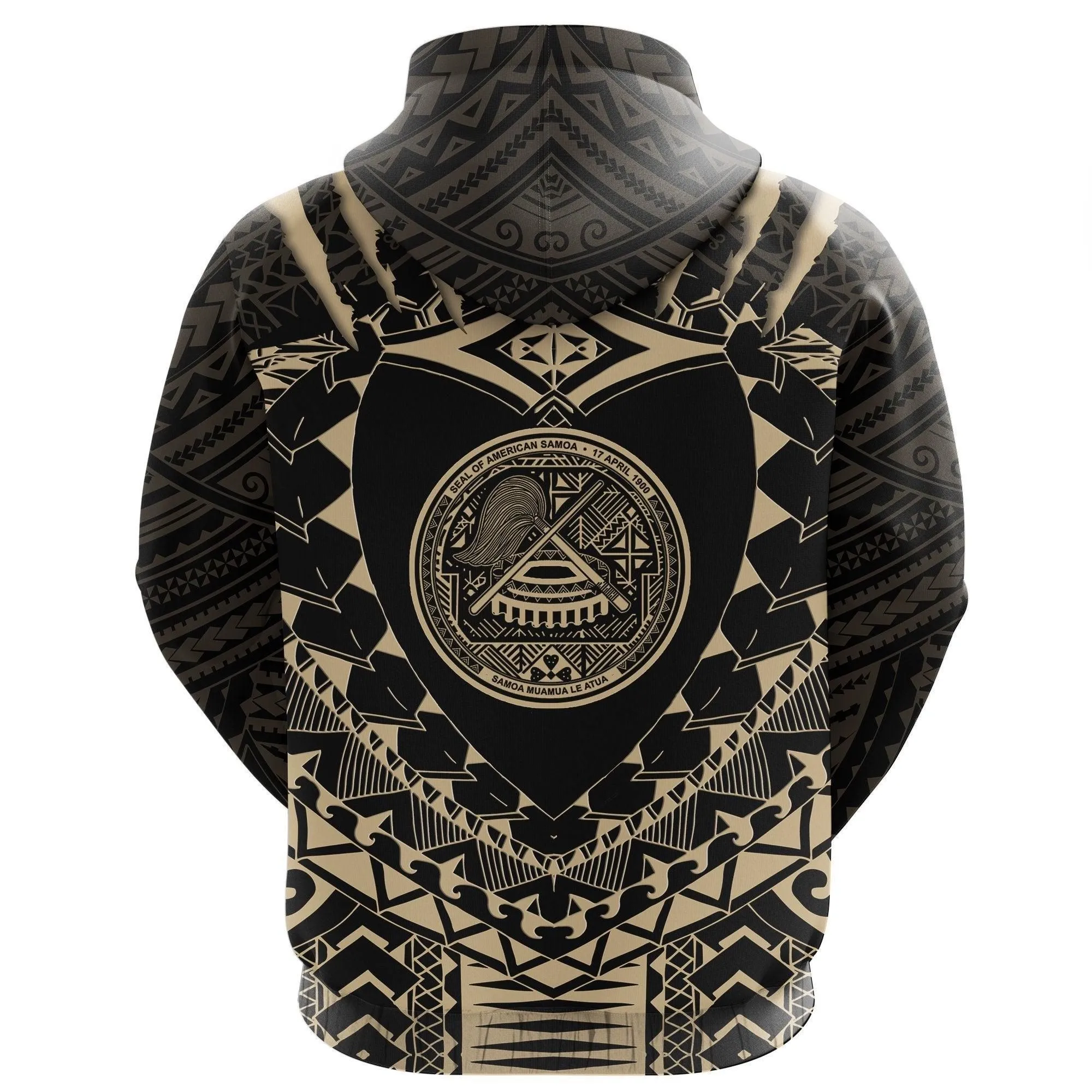 American Samoa Tattoo Rugby Hoodie - Tan