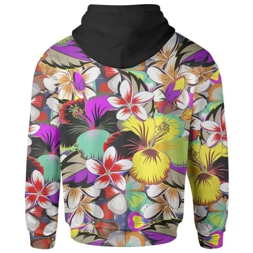 Polynesian Hoodie - Hibiscusnd Plumeria Patterns