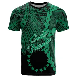 Cook Islands T-Shirt - Tribal Wave Tattoo Green
