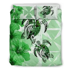 Polynesian Wallis And Futuna Polynesia Turtle Hibiscus Green A Bedding Set Camli Ptl