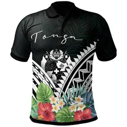 Tonga Polo Shirt - Tonga Coat of Arms and Polynesian Tropical Flowers White