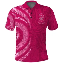 Breast Cancer Awareness Polo Shirt Hibiscus Polynesian No One Fights Alone LT13