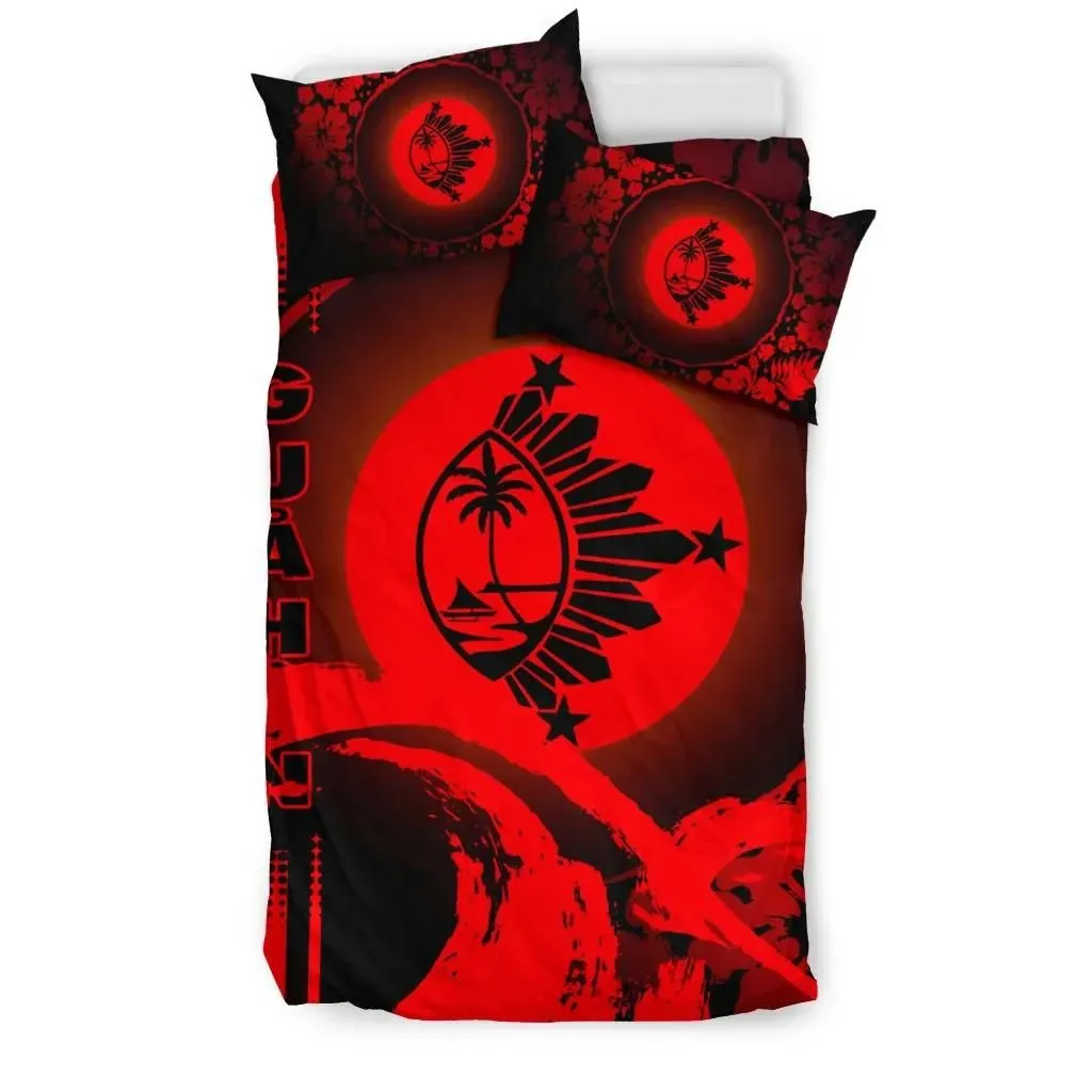 Guam Bedding Set - Hibiscus And Wave Red K7