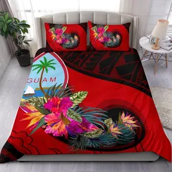 Guam Bedding Set - Polynesian Hook and Hibiscus (Red)