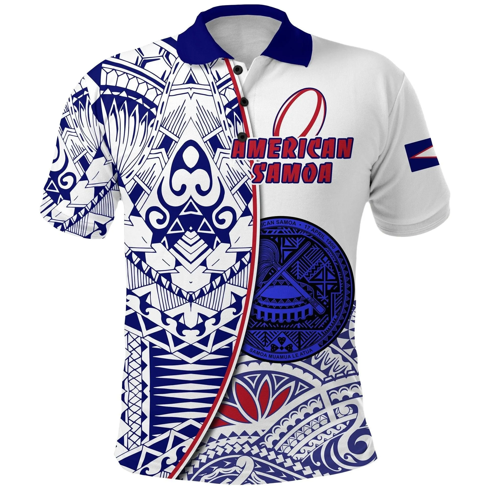 (Custom Personalised) American Samoa Rugby Polo Shirt Special - Custom Text and Number