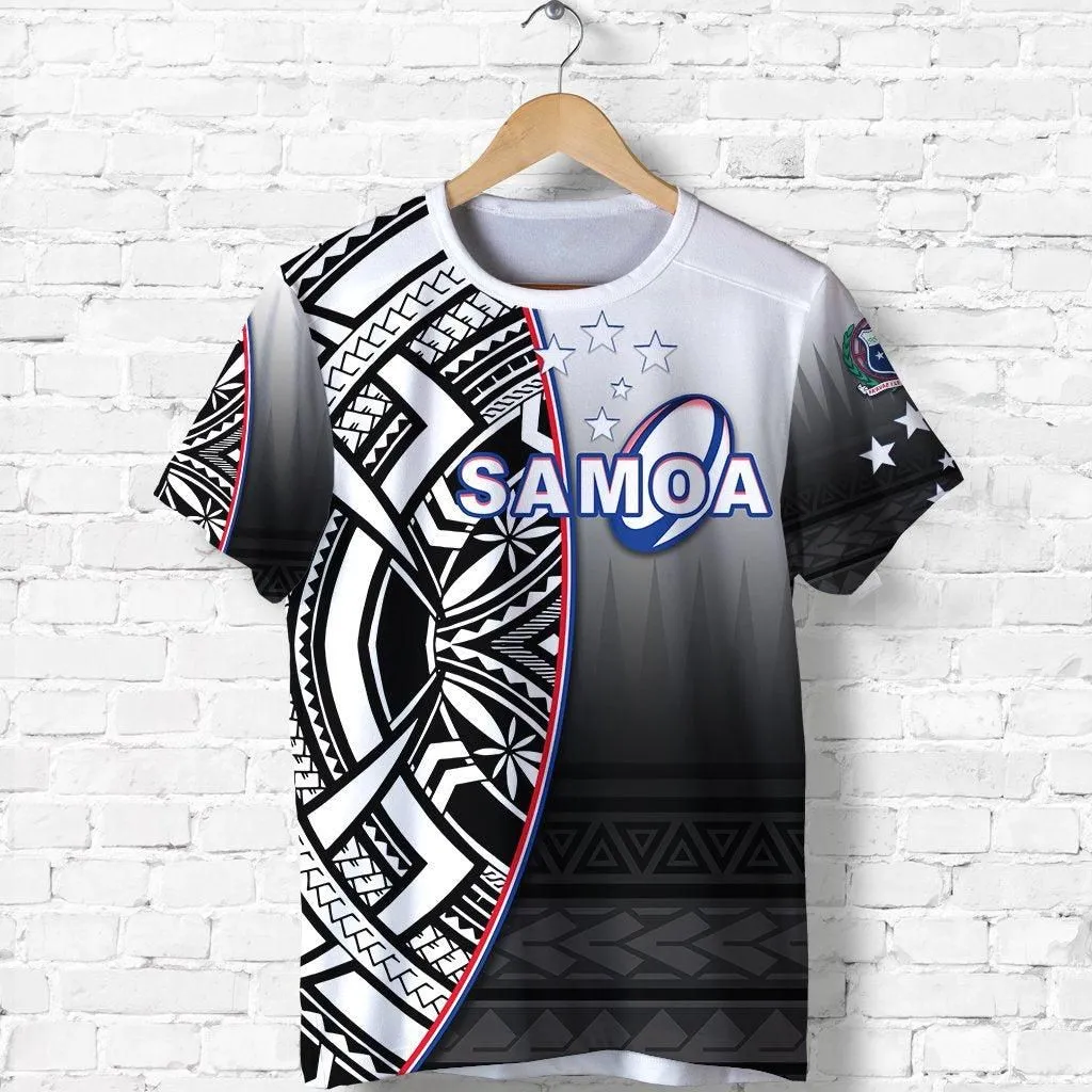 (Custom Personalised) Manu Samoa Rugby T shirt Impressive Version Black - Custom Text and Number