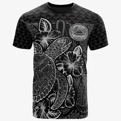 Alohawaii T-Shirt - Tee American Samoa Polynesian - Turtle Hibiscus Black - BN39