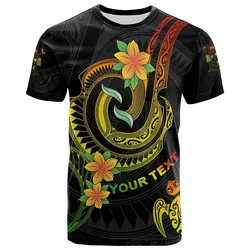 Fiji Custom Personalised T- Shirt - Reggae Plumeria Flowers with Spiral Patterns
