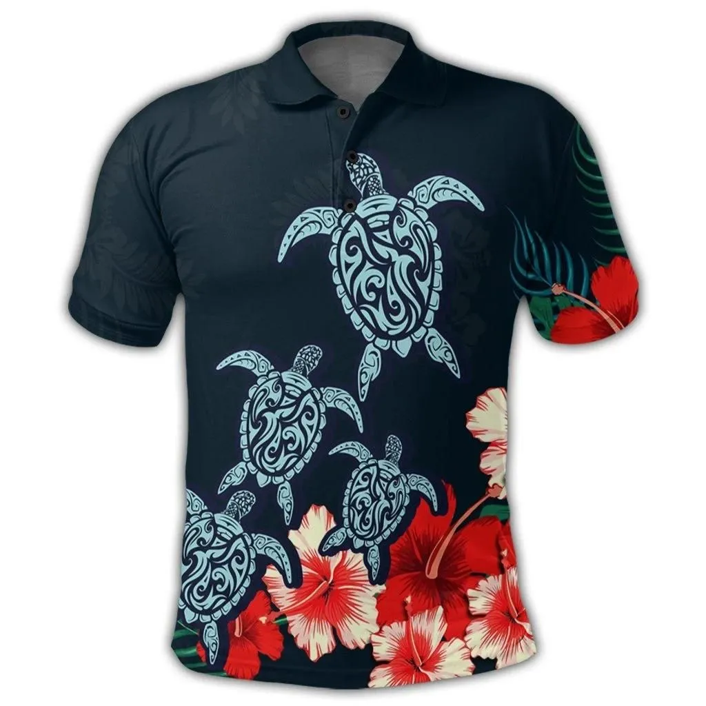 Alohawaii Shirt - Hawaiian Hibiscus And Turtle Polynesian Polo Shirt - AH - JR