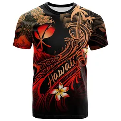 Hawaii Polynesian T-Shirt - Plumeria Flowers And Waves