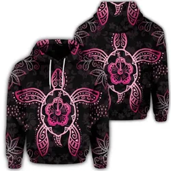 Alohawaii Hoodie - Hawaiian Turtle And Hibiscus Polynesian Hoodie Pink - AH - JR