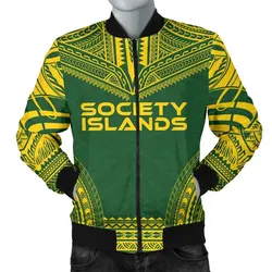 Society Islands Flag Polynesian Chief Mens Bomber Jacket
