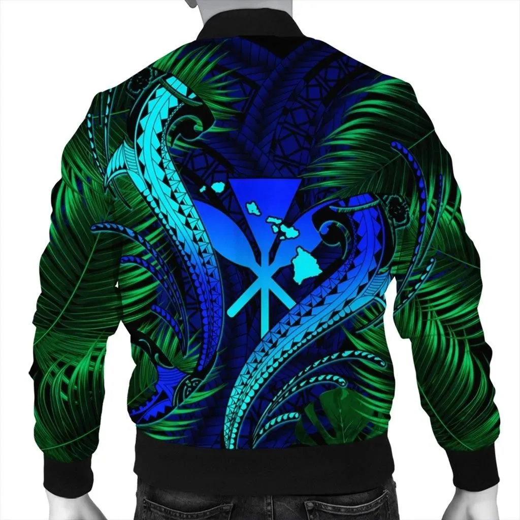 Alohawaii Jacket - Hawaii Shark Polynesian Tropical Bomber Jacket - Blue - AH - J4R
