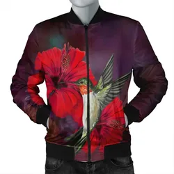 Alohawaii Jacket - Hawaiian Hummingbird And Hibiscus Polynesian Bomber Jacket - AH - JR