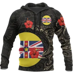 Niue Hoodie Hibiscus Tattoo Style