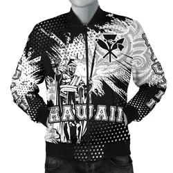 King Kamehameha Hawaii Mens Bomber Jacket - White - Vincent Style