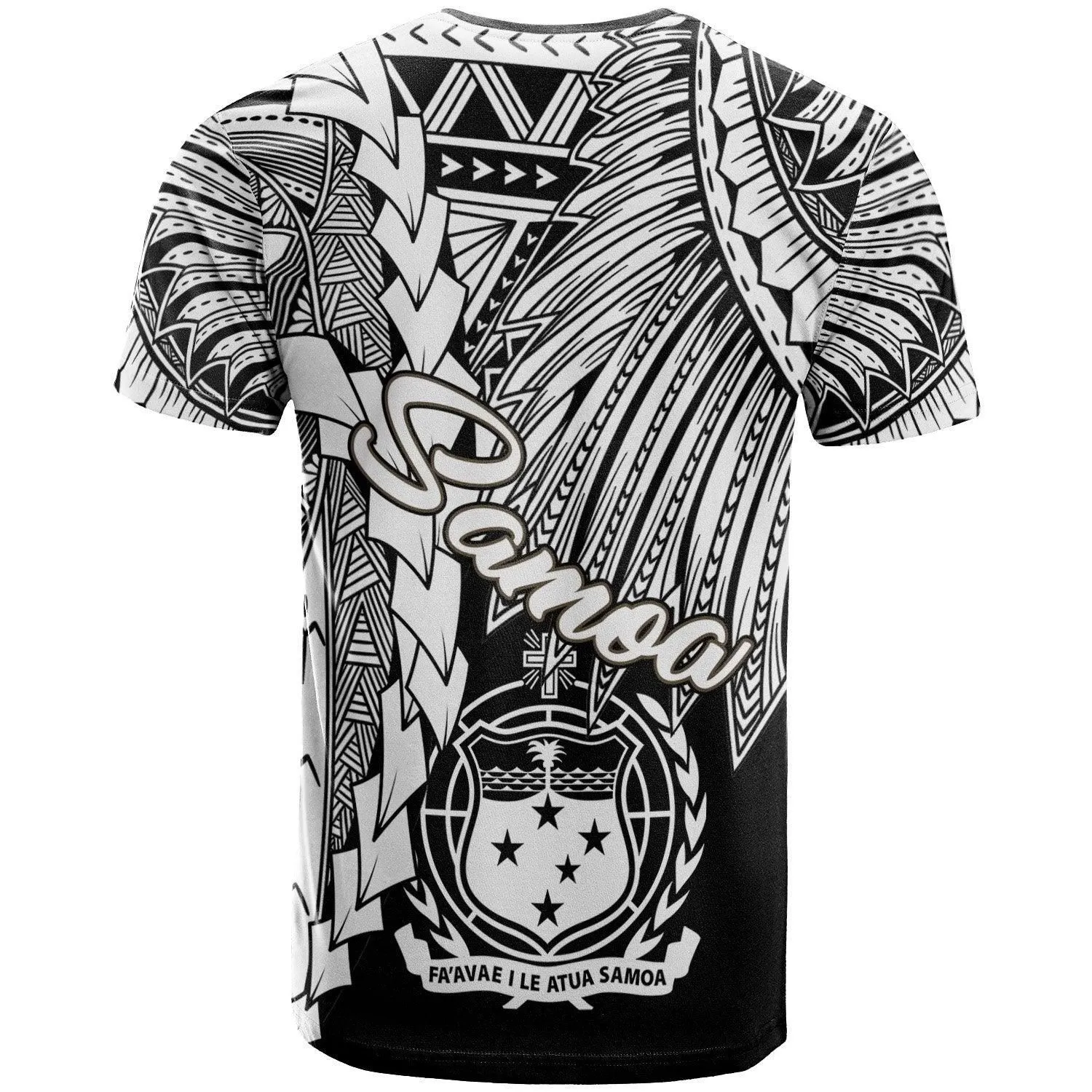 Samoa Polynesian Custom Personalised T shirt - Tribal Wave Tattoo White
