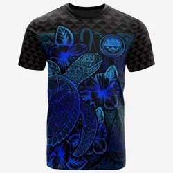 Federated States Of Micronesia T-Shirt - Federated States Of Micronesia Seal Turtle Hibiscus Blue
