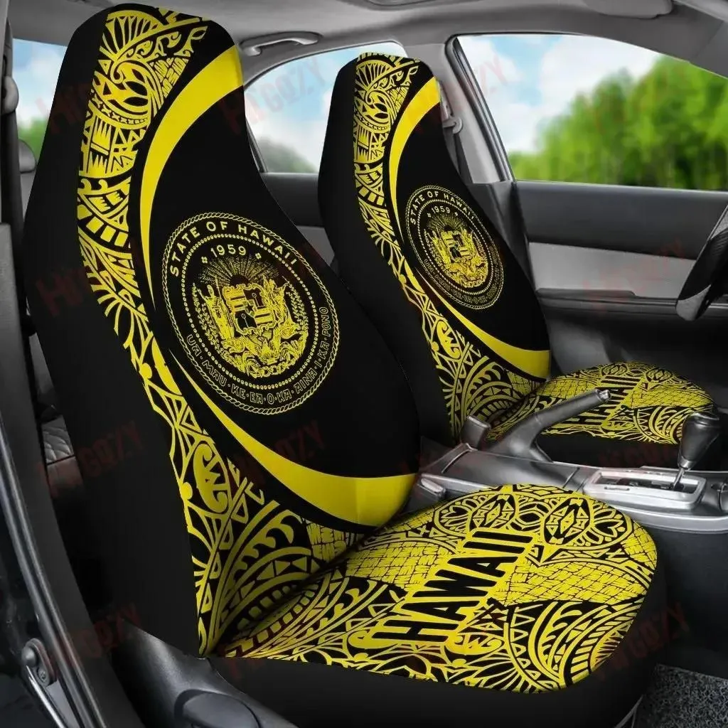 Hawaii Coat Of Arm Polynesian Car Seat Covers - Circle Style 03 J1