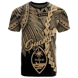Guam Polynesian T-Shirt Tribal Wave Tattoo Gold  12