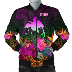 Papua New Guinea Mens Bomber Jacket - Summer Hibiscus