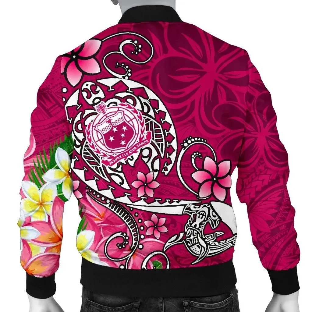 FamilyGater Jacket - Bomber Jacket Samoa Custom Personalised - Turtle Plumeria (Pink) - BN18