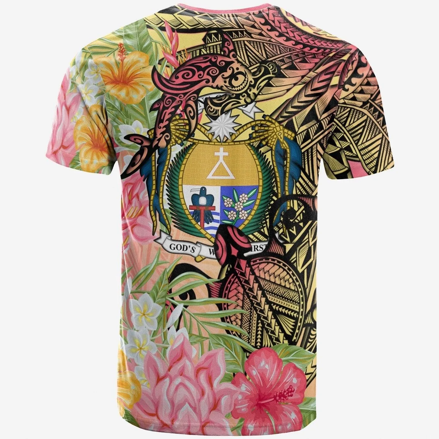 Nauru T shirt - Flowers Tropical With Sea Animals
