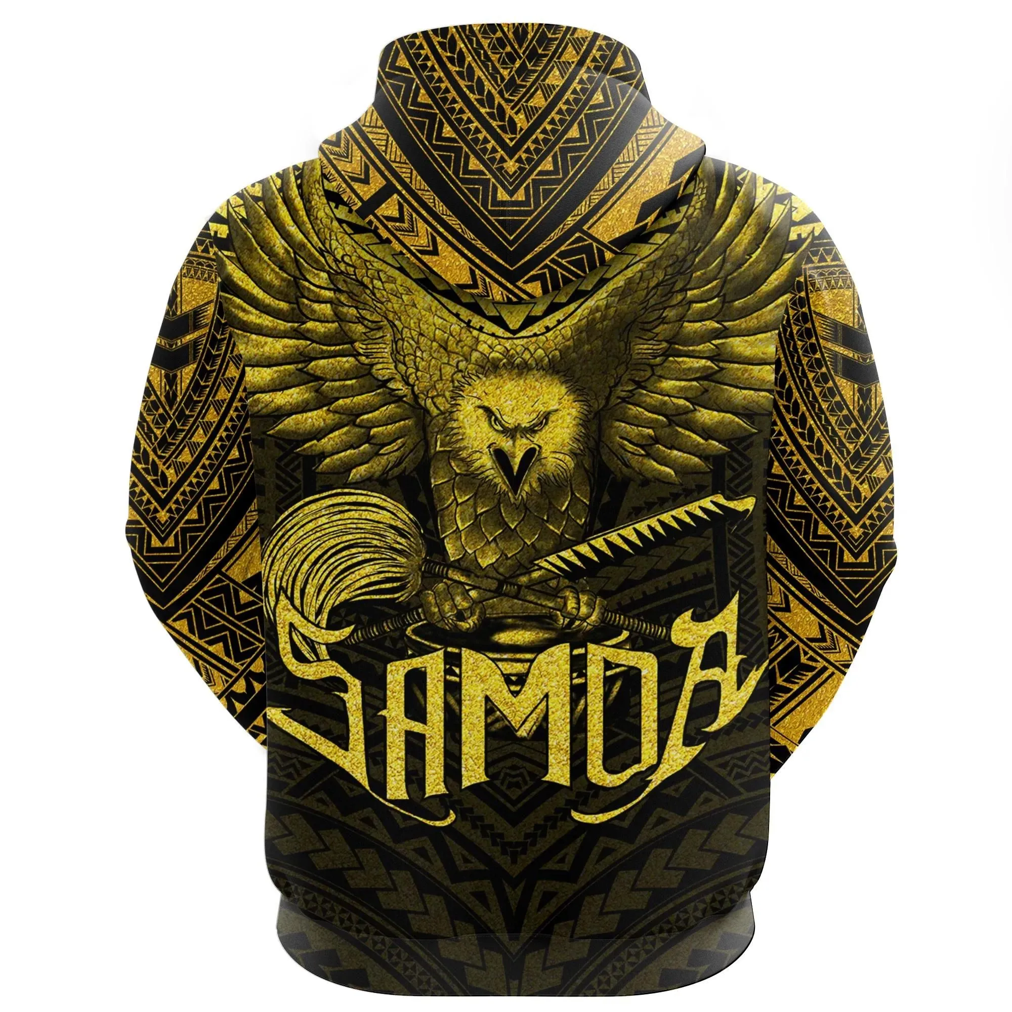 American Samoa Hoodie Eagle Tattoo Style Golden A7