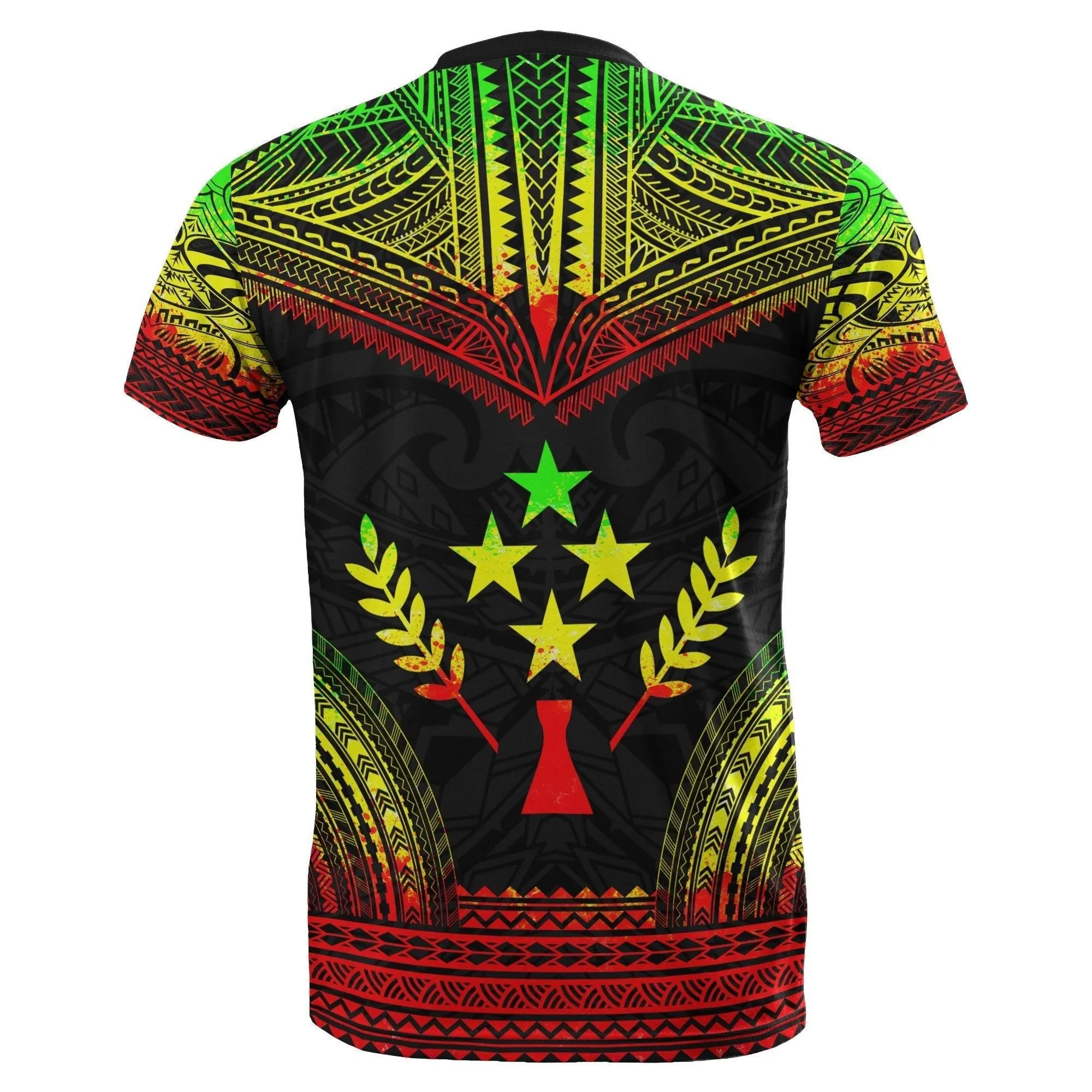 Kosrae All Over T Shirt - Kosrae Flag Polynesian Tattoo Reggae