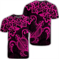 Alohawaii Tee - Hawaiian Map Turtle Hibiscus Kanaka Polynesian T-shirt Pink - AH - J4R