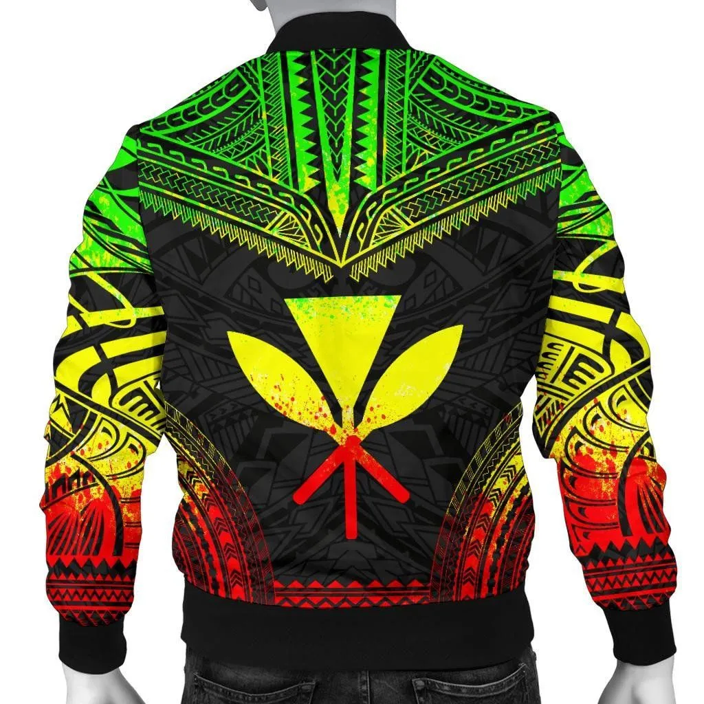 Kanaka Maoli Polynesian Chief Men's Bomber Jacket - Reggae Version - Bn10