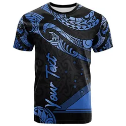 Tokelau Polynesian Custom Personalised T shirt - Poly Tattoo Blue Version