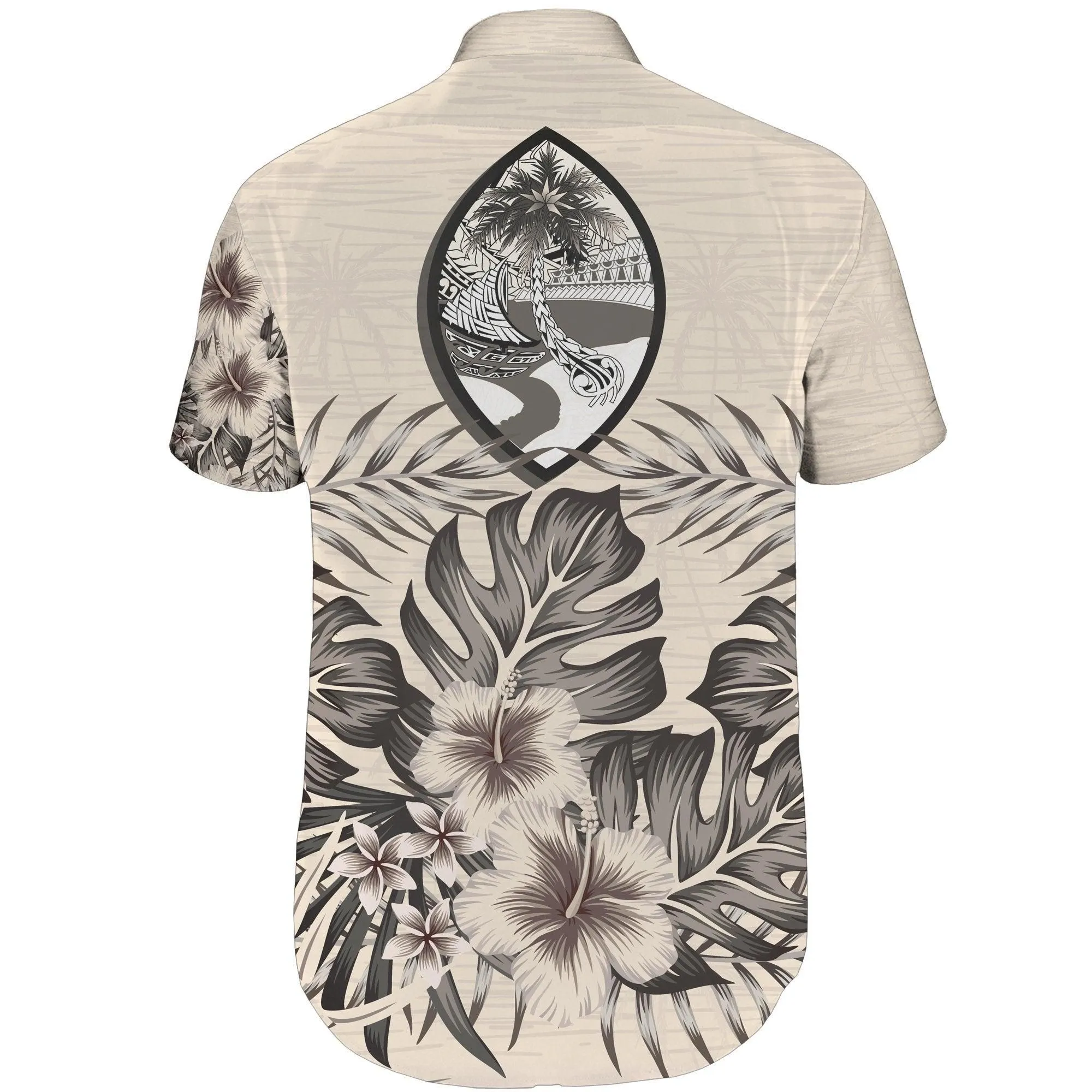 Guam Short Sleeve Shirt - The Beige Hibiscus