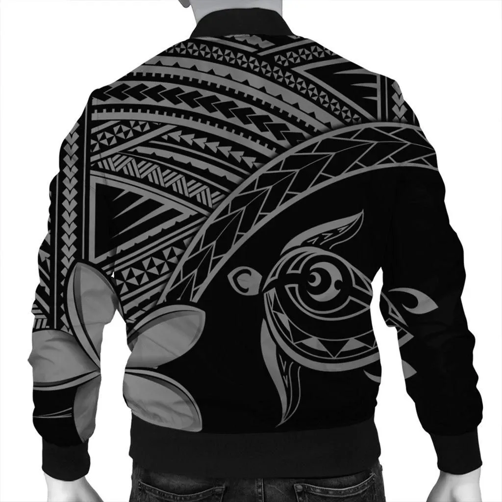 Alohawaii Jacket - Hawaiian Turtle Plumeria Kakau Polynesian Quilt Bomber Jacket Neo Gray AH - J0R