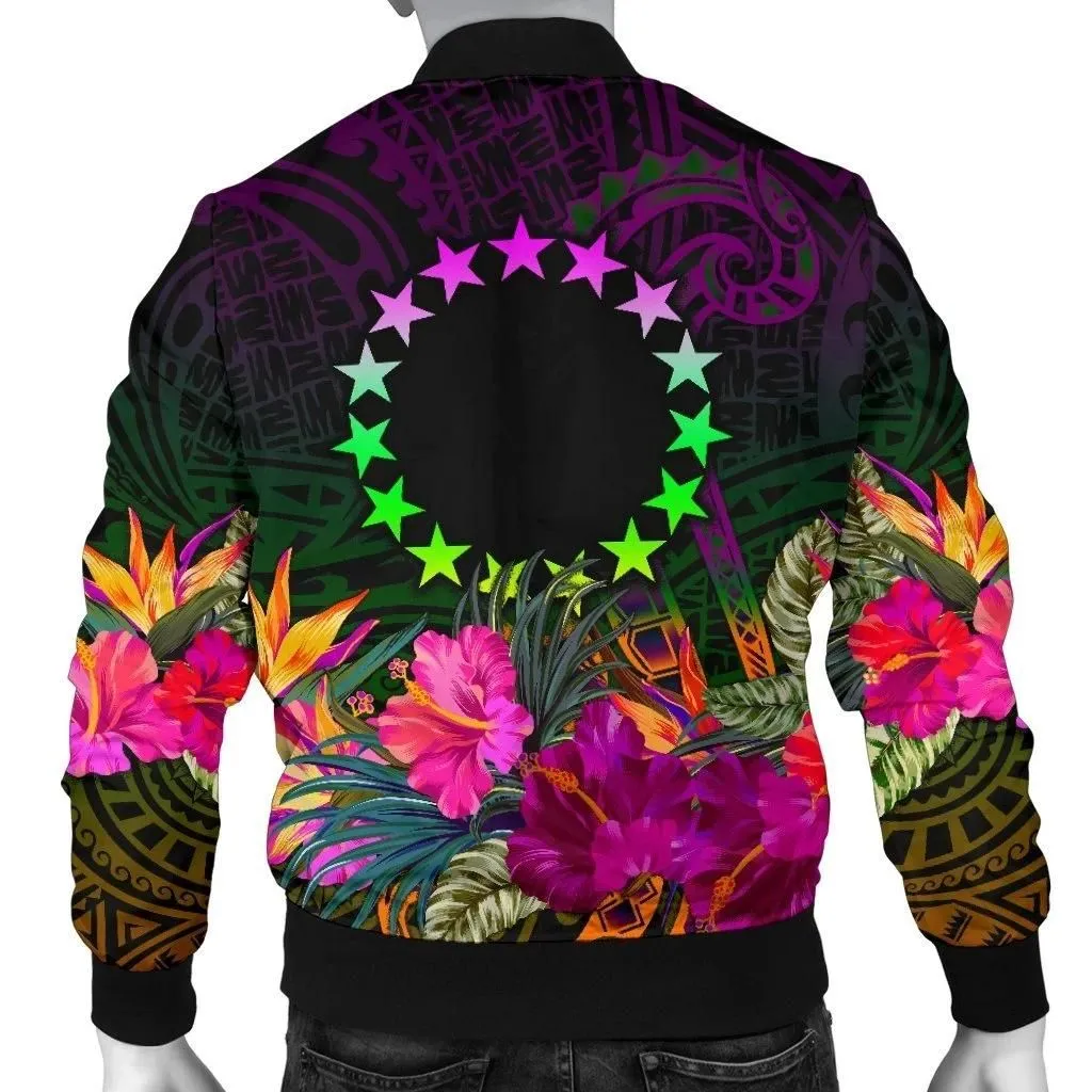 Cook Islands Personalised Polynesian Men's Bomber Jacket - Summer Hibiscus - BN15