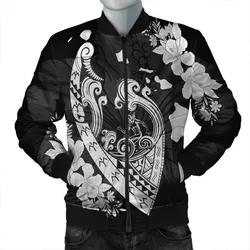 Hawaiian Fish Hook Hibiscus Banzai Surfing Polynesian Bomber Jacket - AH