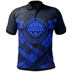 Federated States of Micronesia Polynesian Polo Shirts- Federated States of Micronesia Blue Seal Camisole Hibiscus Style