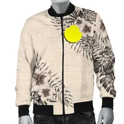 Palau Mens Bomber Jacket - The Beige Hibiscus