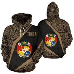 Tonga Polynesian Hoodie - Tonga Coat Of Arms Polynesian Tattoo Gold
