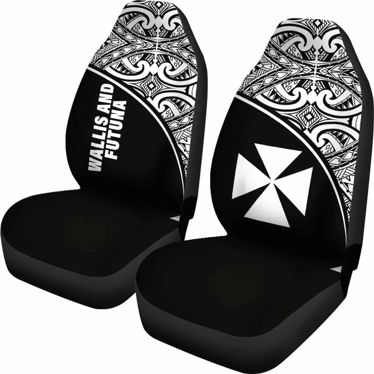 Wallis And Futuna Polynesian Car Seat Covers - Black Curve - Bn11