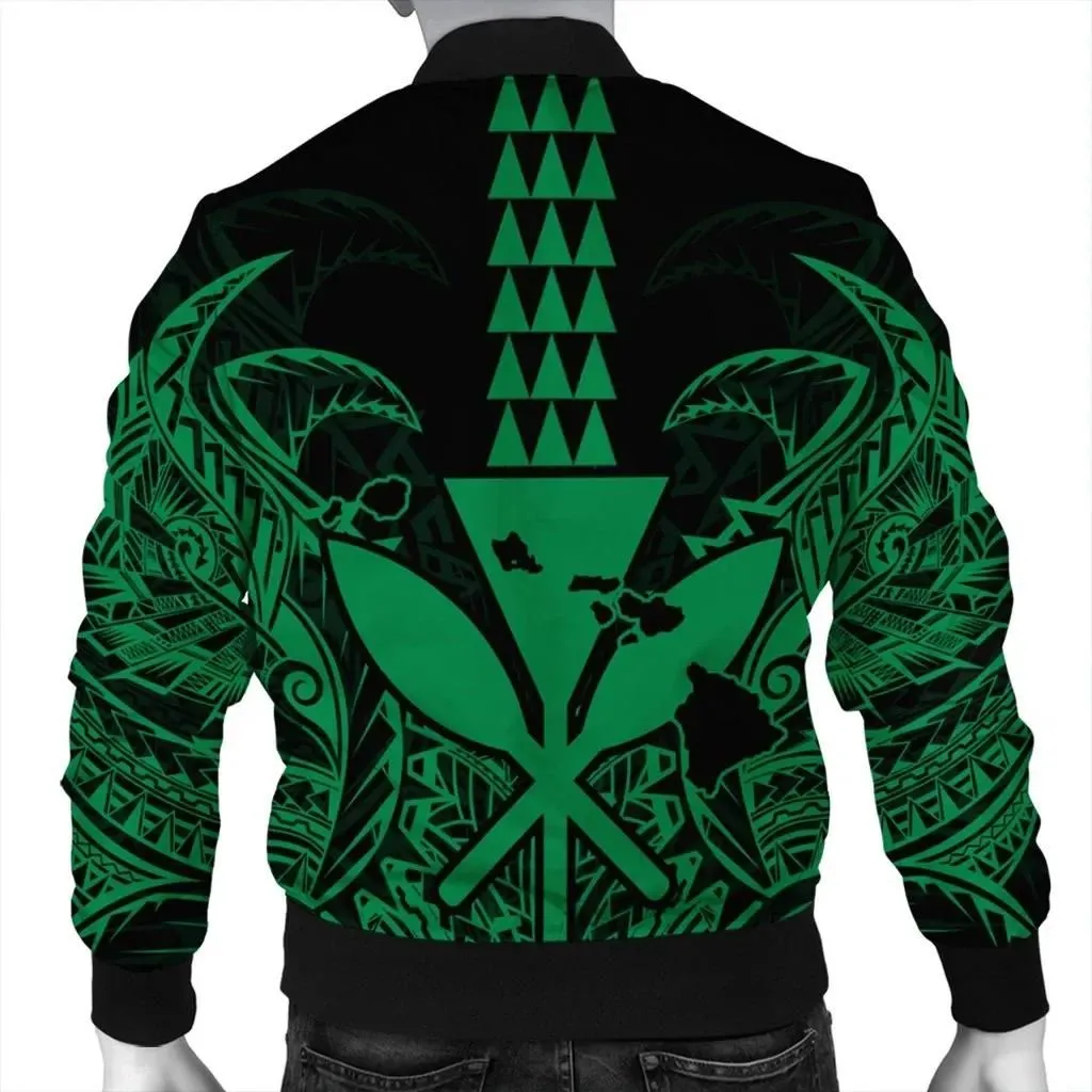 Alohawaii Jacket - Hawaii Polynesian Kanaka Kakau Bomber Jacket - Alan Style Green - AH - J4R