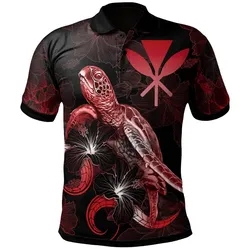 Alohawaii Shirt - Polo Shirt Hawaii Polynesian - Turtle With Blooming Hibiscus Red - BN22